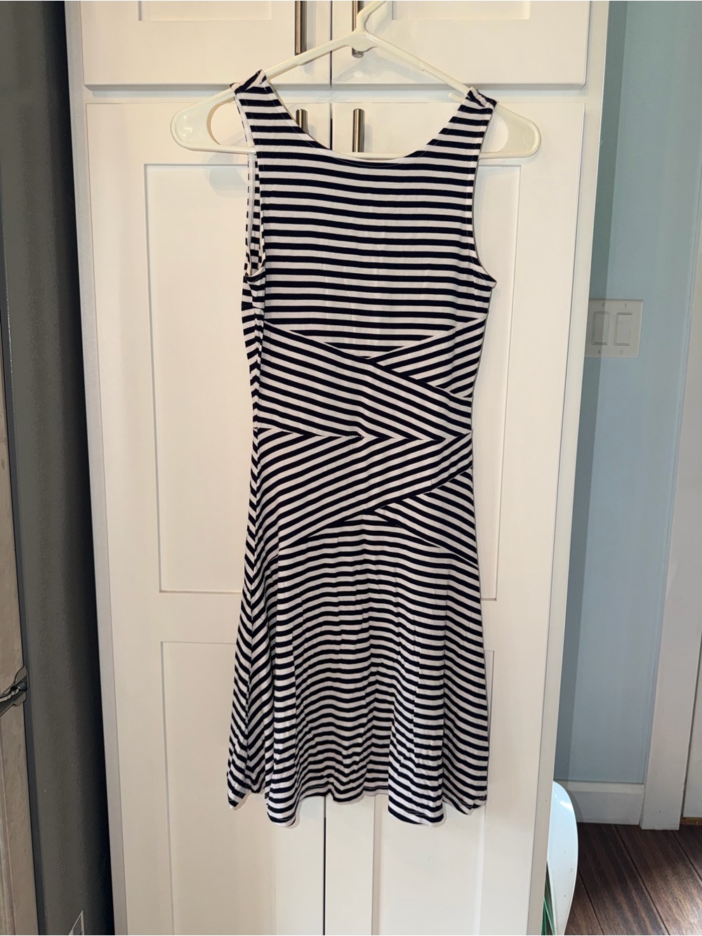 Market & Spruce Black and White Striped Sleeveless Fit-and-Flare Dress